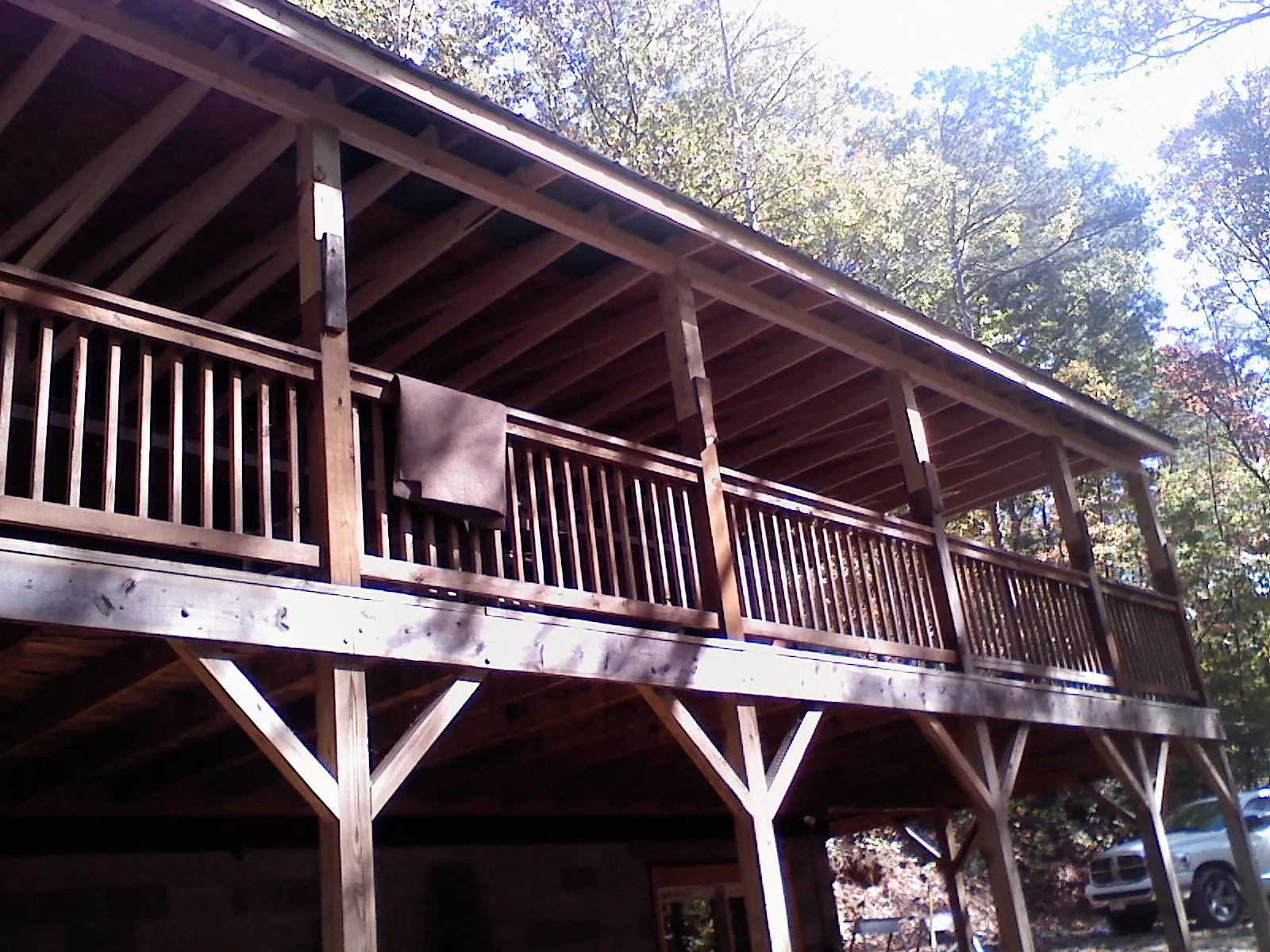 Timber framing under a new elevated porch and deck — Roof Leak Repair in Landenberg by Roofing Brothers